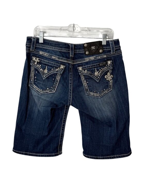 Miss Me Pants - Miss Me Womens Size 29 Easy Bermuda Jean Shorts Embellished Pockets Blue